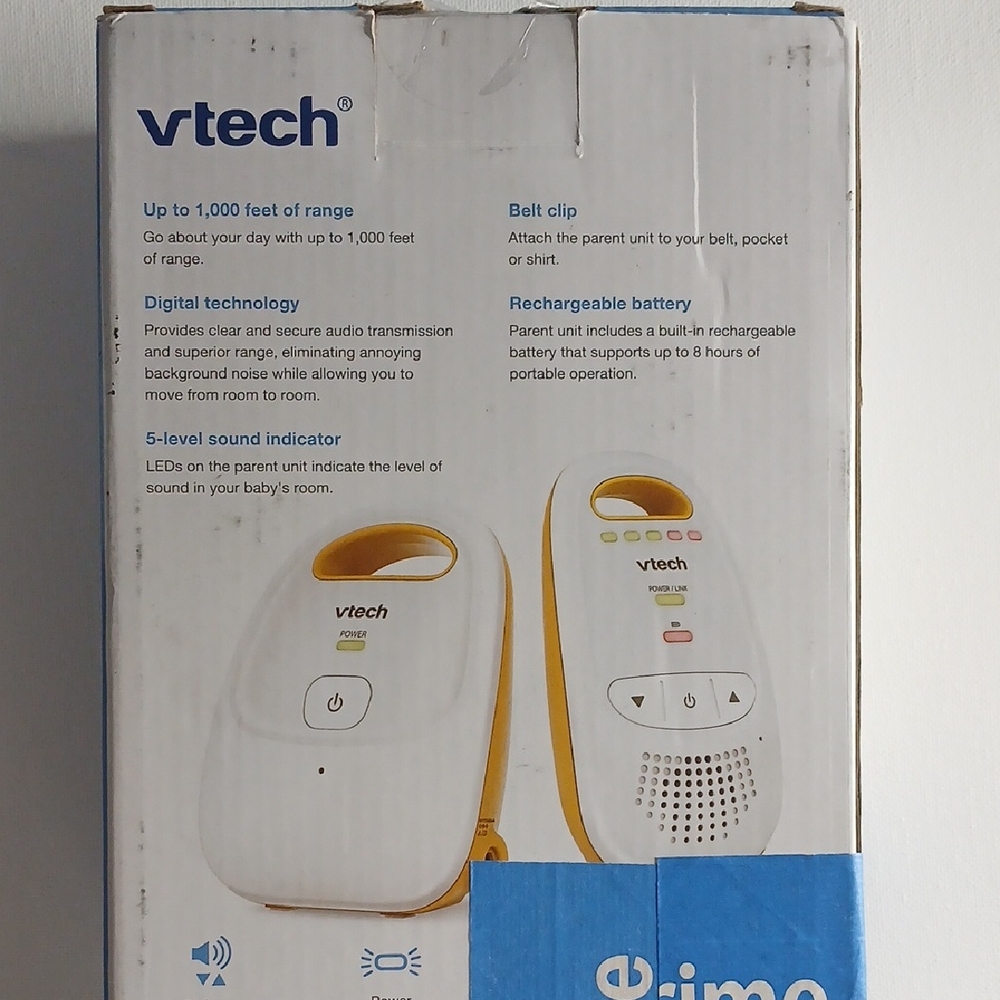 VTech Kids Baby Monitor Units in White and Yellow - Portable Parent and Baby Set